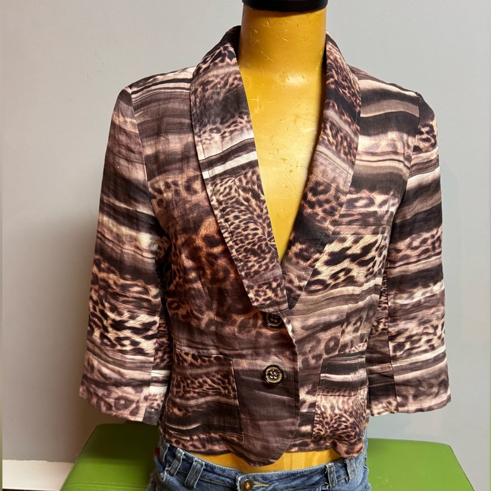 Steilmann Animal Print Blazer 100% linen. Like new condition